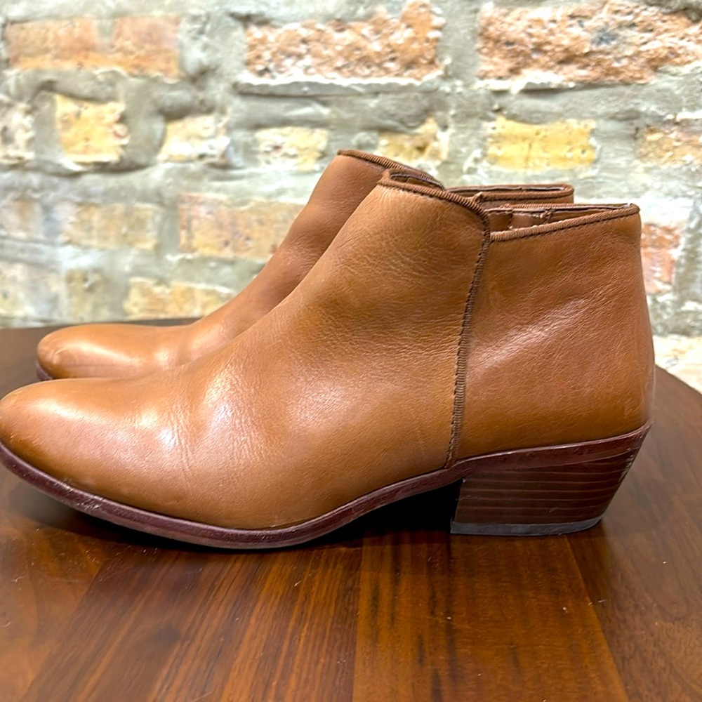 Sam Edelman leather low-heeled bootie